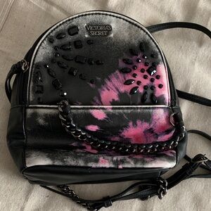 Victoria's Secret Black and Pink Embellished Backpack